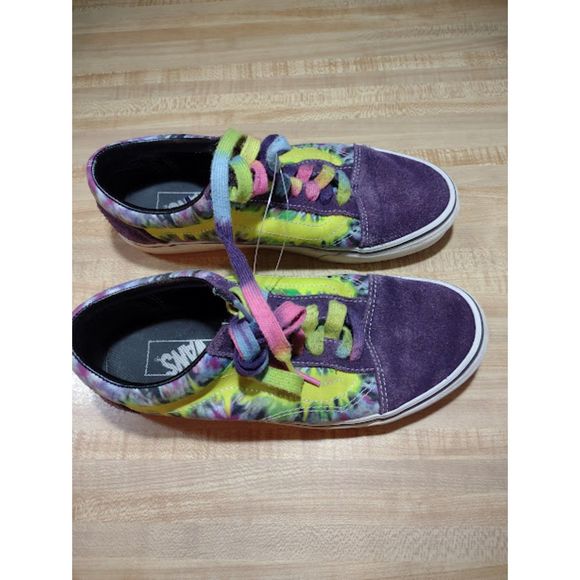 Vans Off The Wall Men's 7.5 Women's 9 Purple Tie Dyed Sneakers - Picture 3 of 8